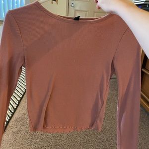 Pink cropped long sleeve shirt